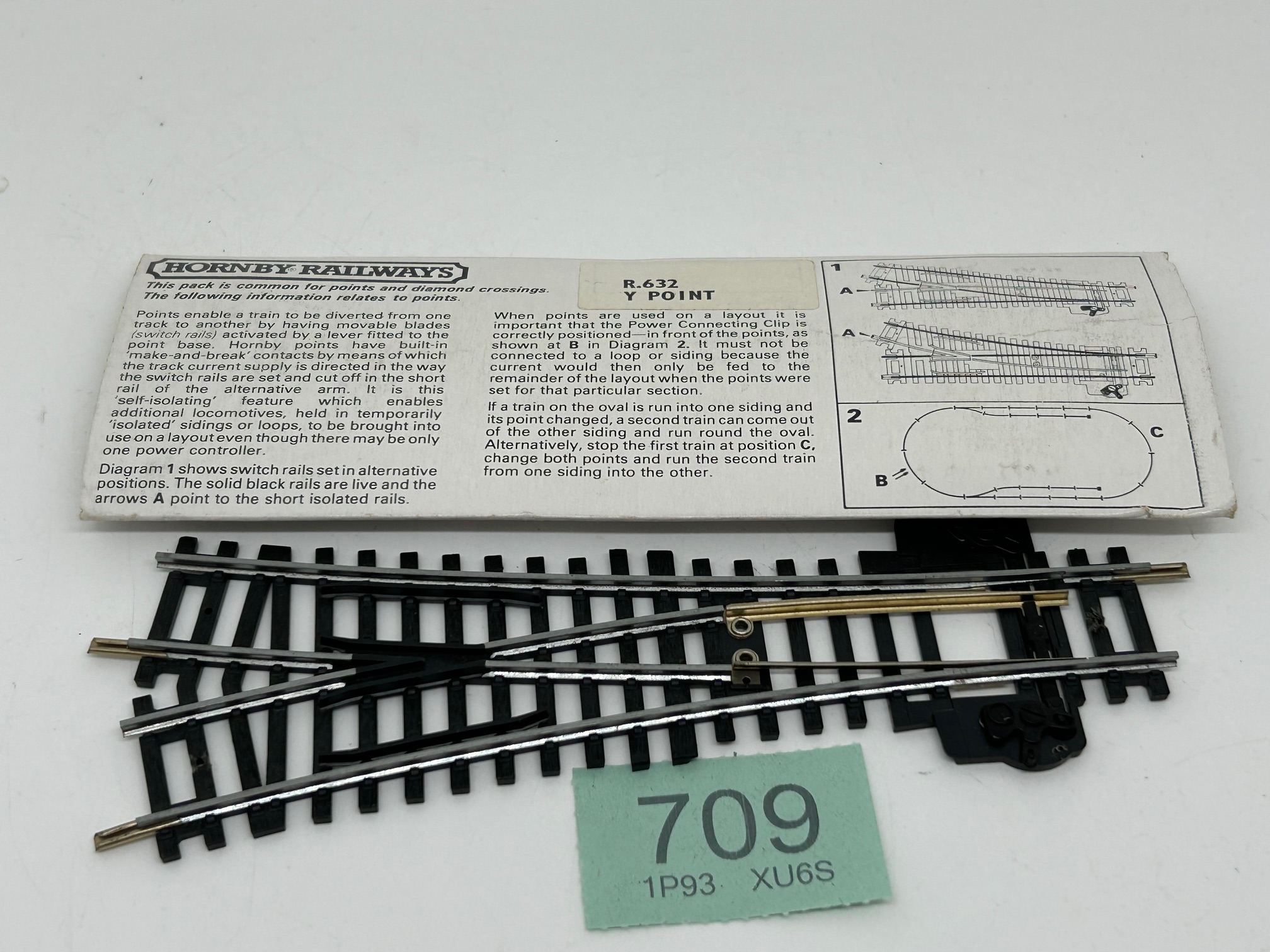 Hornby OO HO R632 Y point Code 100 steel