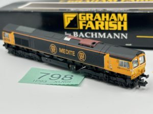 Graham Farish N 371-379 Class 66 66709 'Joseph Arnold Davies' in Medite GB Railfreight Livery